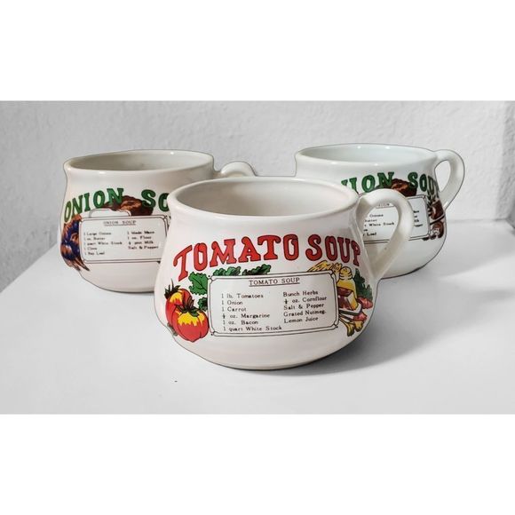 3 x Vintage 1970s Ceramic Soup Mugs - Picture 5 of 6